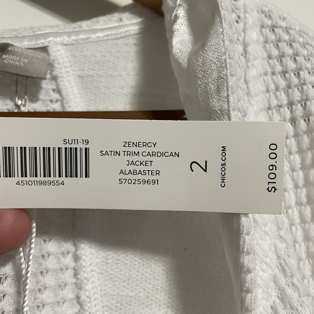 Chico's White Cardigan Open Rayon Sweater Women's Size 2 New With Tags - Picture 5 of 10
